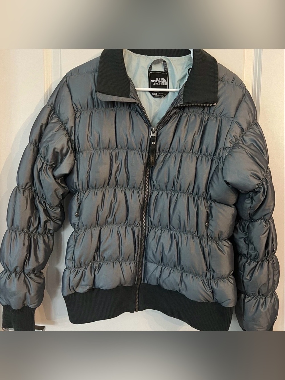 The North Face Charcoal Gray Quilted Puffer Jacket Women’s Large - Picture 1 of 1